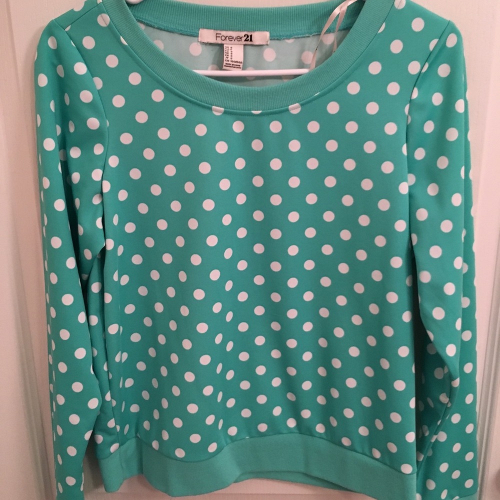 Pastel green polka dotted sweater from forever 21